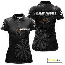 Load image into Gallery viewer, Black Grunge Digital Camouflage Darts Custom Dart Polo Shirt Women Dart Tournament Jerseys NYN2090