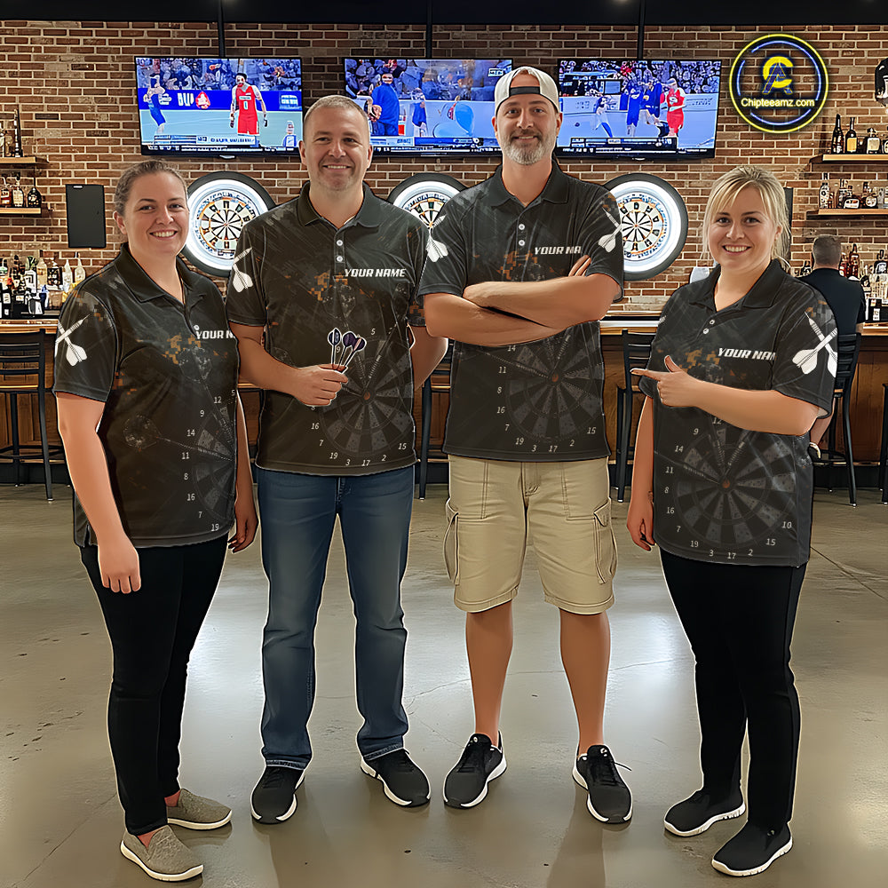 Black Grunge Digital Camouflage Darts Custom Dart Polo Shirt Men Dart Tournament Jerseys NYN2090