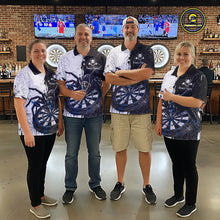 Load image into Gallery viewer, Personalized Black &amp; Blue Dripping Spider Women Dart Polo Shirts Custom Dart League Jerseys NYN2097