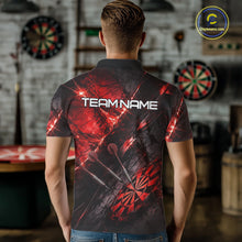 Load image into Gallery viewer, Personalized Black &amp; Red Grunge Dartboard &amp; Arrow Men Darts Polo Shirt Custom Dart Team Jersey NYN2618