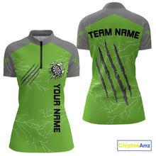Load image into Gallery viewer, Grey Scratches &amp; White Thunders Women's Darts Shirt - Custom Name For Dart Players NYN0419