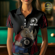 Load image into Gallery viewer, Custom Funny Rhino &amp; 8 Ball Women's Billiard Shirts Personalized Billiard Apparel Gifts NYN2333