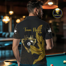 Load image into Gallery viewer, Gold 8 Ball Crown Men's Billiard Polo &amp; 1/4 Zip Shirt Custom Tribal Billiard Attire Gifts NYN2345