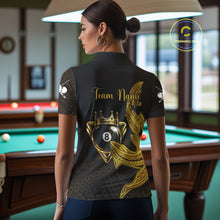 Load image into Gallery viewer, Gold 8 Ball Crown Women's Billiard Polo &amp; 1/4 Zip Shirt Custom Tribal Billiard Attire Gifts NYN2345