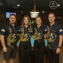 Load image into Gallery viewer, Gold 8 Ball Crown Men's Billiard Polo &amp; 1/4 Zip Shirt Custom Tribal Billiard Attire Gifts NYN2345