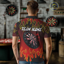 Load image into Gallery viewer, Custom Flame Pattern Red Dartboard Flame Dart Shirt For Men, Dart Jerseys NYN0228
