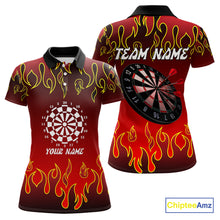 Load image into Gallery viewer, Custom Flame Pattern Red Dartboard Flame Dart Shirt For Women, Dart Jerseys NYN0228