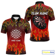 Load image into Gallery viewer, Custom Flame Pattern Red Dartboard Flame Dart Shirt For Men, Dart Jerseys NYN0228