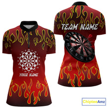 Load image into Gallery viewer, Custom Flame Pattern Red Dartboard Flame Dart Shirt For Women, Dart Jerseys NYN0228