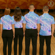 Load image into Gallery viewer, Holographic Bowling Ball &amp; Pins Shirt For Men Custom Rainbow Galaxy Polo Quarter-Zip Bowling Jersey NYN3675