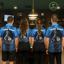 Load image into Gallery viewer, Personalized Cobra Snake Men Billiard Team Shirt Blue 8 Ball Billiard Polo &amp; 1/4 Zip Attire NYN2365