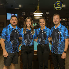 Load image into Gallery viewer, Personalized Cobra Snake Men Billiard Team Shirt Blue 8 Ball Billiard Polo &amp; 1/4 Zip Attire NYN2365