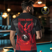 Load image into Gallery viewer, Black &amp; Red 8 Ball Men Billiard Shirt Personalized Phoenix Billiard Polo &amp; 1/4 Zip Apparel NYN2366