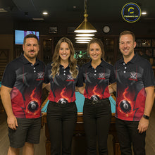 Load image into Gallery viewer, Black &amp; Red 8 Ball Men Billiard Shirt Personalized Phoenix Billiard Polo &amp; 1/4 Zip Apparel NYN2366