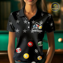 Load image into Gallery viewer, Black Stars 8 Ball Pool Women Billiard Team Shirt Personalized Polo &amp; 1/4-Zip Billiard Gifts NYN2381