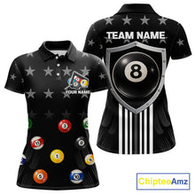 Load image into Gallery viewer, Black Stars 8 Ball Pool Women Billiard Team Shirt Personalized Polo &amp; 1/4-Zip Billiard Gifts NYN2381