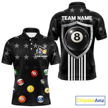 Load image into Gallery viewer, Black Stars 8 Ball Pool Men Billiard Team Shirt Personalized Polo &amp; 1/4-Zip Billiard Gifts NYN2381