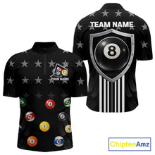 Load image into Gallery viewer, Black Stars 8 Ball Pool Men Billiard Team Shirt Personalized Polo &amp; 1/4-Zip Billiard Gifts NYN2381
