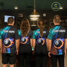 Load image into Gallery viewer, Blue And Red Flaming 8 Ball Billiard Shirt For Women Custom Tribal Pool Polo &amp; 1/4-Zip Team Jersey NYN2987