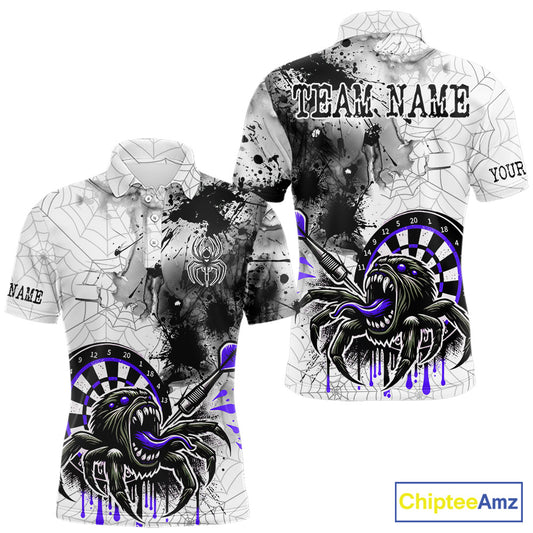 Personalized Dripping Black And Purple Spider Dart Polo Shirts For Men, Custom Dart Jerseys NYN2117