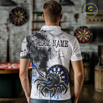 Personalized Dripping Black And Blue Spider Dart Polo Shirts For Men, Custom Dart Jerseys NYN2118