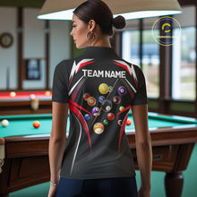 Load image into Gallery viewer, Black &amp; Red Ball Pool Team Shirts Women's Billiard Polo &amp; 1/4-Zip Personalized Billiard Gifts NYN2396