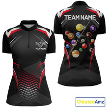 Load image into Gallery viewer, Black &amp; Red Ball Pool Team Shirts Women's Billiard Polo &amp; 1/4-Zip Personalized Billiard Gifts NYN2396