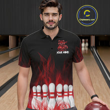 Load image into Gallery viewer, Red Flames Custom Funny Raccoon Mens Bowling Shirts Bowling Team Shirt For Bowlers NYN3411