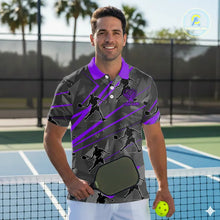 Load image into Gallery viewer, Custom Grey And Purple Pickleball Ball Jerseys For Men Pickleball Paddle League Shirts NYN2128