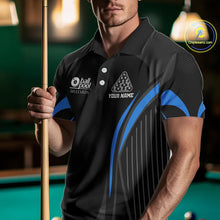 Load image into Gallery viewer, Black And Blue 8 Ball Pool Men Billiard Polo &amp; 1/4-Zip Shirt Custom Pool Team Billiard Shirts NYN2401