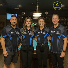 Load image into Gallery viewer, Black And Blue 8 Ball Pool Men Billiard Polo &amp; 1/4-Zip Shirt Custom Pool Team Billiard Shirts NYN2401
