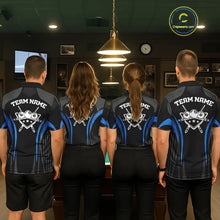 Load image into Gallery viewer, Black And Blue 8 Ball Pool Men Billiard Polo &amp; 1/4-Zip Shirt Custom Pool Team Billiard Shirts NYN2401