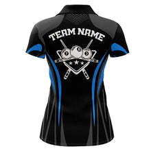 Load image into Gallery viewer, Black And Blue 8 Ball Pool Women Billiard Polo &amp; 1/4-Zip Shirt Custom Pool Team Billiard Shirts NYN2401