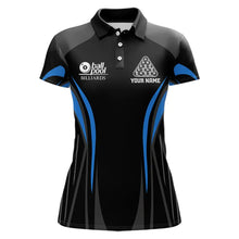 Load image into Gallery viewer, Black And Blue 8 Ball Pool Women Billiard Polo &amp; 1/4-Zip Shirt Custom Pool Team Billiard Shirts NYN2401