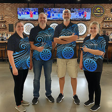 Load image into Gallery viewer, Black Blue Tribal Pattern Women Darts Polo &amp; 1/4-Zip Shirt Personalized Tribal Dart Team Appeal NYN3007