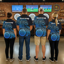 Load image into Gallery viewer, Black Blue Tribal Pattern Women Darts Polo &amp; 1/4-Zip Shirt Personalized Tribal Dart Team Appeal NYN3007