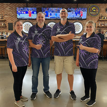 Load image into Gallery viewer, Black Purple Tribal Pattern Darts Polo &amp; 1/4-Zip Shirt For Men Personalized Tribal Dart Team Appeal NYN3009