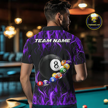 Load image into Gallery viewer, Fire Flame 8 Ball Billiard Pool Shirt For Men Custom Purple Light Billiard Ball Team Jersey NYN3433