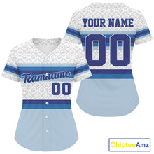 Load image into Gallery viewer, Custom White And Blue Baseball Ball Shirt For Women Baseball Jerseys Gifts NYN1596
