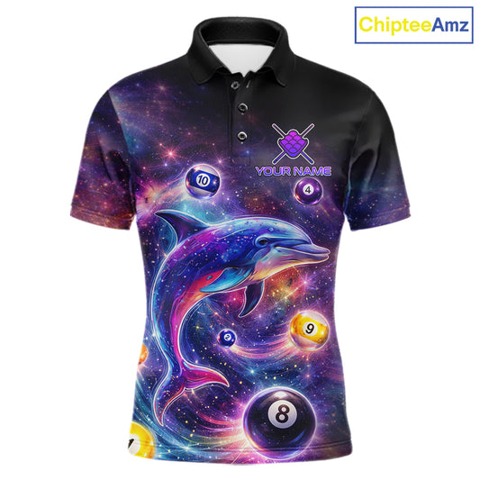 Funny Dolphin Rainbow Galaxy Pool Ball Billiard Shirt For Men Personalized Billiard Team Apparel NYN2637