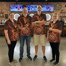 Load image into Gallery viewer, Fire Flame Eagle Red-Blue Cracked Dartboard Men Darts 1/4-Zip Shirt Custom Dart League Shirts NYN2644