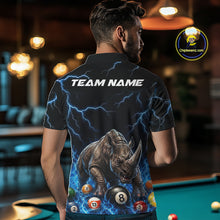 Load image into Gallery viewer, Funny Rhino Billiard 8 Ball Pool Shirt For Men Custom Thunder Lightning Billiard Team Jersey | Blue NYN3436