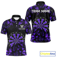 Load image into Gallery viewer, Custom Black &amp; Purple Geometric Dartboard Dart Polo Shirt For Men Outfits Dart Jerseys NYN1606