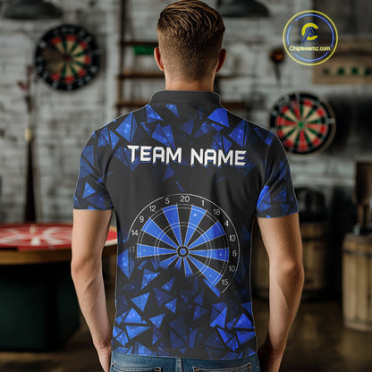 Custom Black Blue Geometric Dartboard Dart Polo Shirt For Men Outfits Dart Jerseys NYN1608