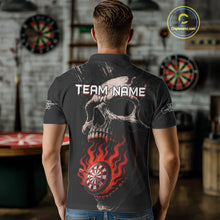 Load image into Gallery viewer, Custom Red Flames Skull Dartboard Dart Men Polo Shirt Grunge Dart Team Jerseys NYN1613