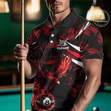 Load image into Gallery viewer, Eagle Red Flames 8 Ball Pool Polo &amp; 1/4-Zip Shirt For Men Personalized Balls Billiard Gifts NYN2423