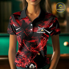 Load image into Gallery viewer, Eagle Red Flames 8 Ball Pool Polo &amp; 1/4-Zip Shirt For Women Personalized Balls Billiard Gifts NYN2423