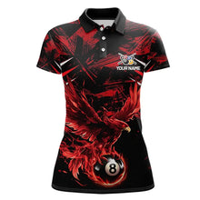 Load image into Gallery viewer, Eagle Red Flames 8 Ball Pool Polo &amp; 1/4-Zip Shirt For Women Personalized Balls Billiard Gifts NYN2423