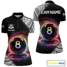 Load image into Gallery viewer, Rainbow 8 Ball Pool Polo &amp; 1/4-Zip Shirt For Women Personalized Tribal 8 Ball Billiard Gifts NYN2425