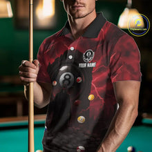 Load image into Gallery viewer, Red Multi-Skull 8 Ball Pool Men Polo &amp; 1/4-Zip Team Shirt Custom Billiard Ball &amp; Cue Gifts NYN2435
